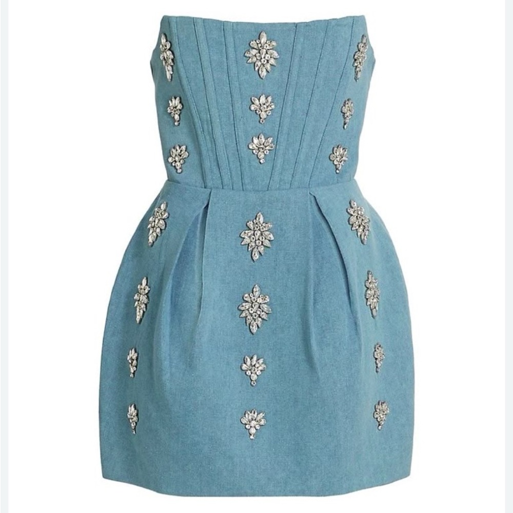 Maraya Denim Diamond Mini Dress - Picture 2 of 4